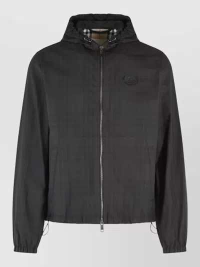 Burberry Newport Hooded Cotton Plaid Down Jacket In Gray