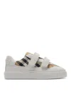 Burberry White/comb Kids' N1 Noah Check-print Cotton And Leather Low-top Trainers Eur 19 / 3 Uk In White