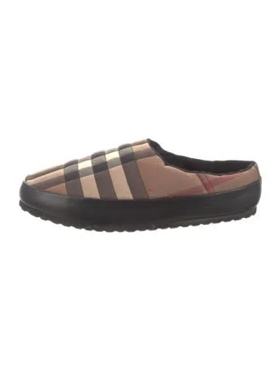 Pre-owned Burberry Northaven Check Quilted Slipper Nova Check Pattern Slides In Brown/neutrals