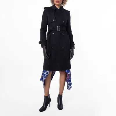 Burberry Notched-lapel Belted Cashmere Trench Coat In Black