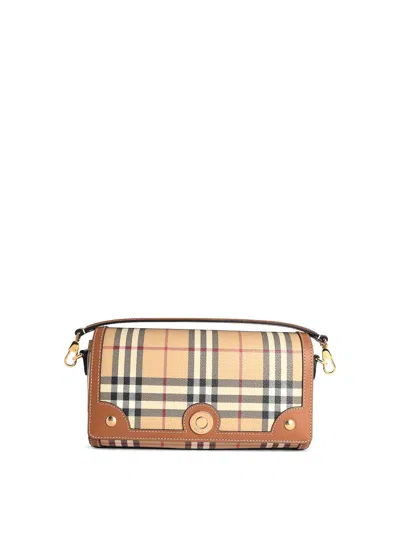 Burberry Note Beige Cotton Blend Bag In Sand