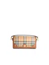 Burberry 'note' Beige Cotton Blend Bag Women In Brown