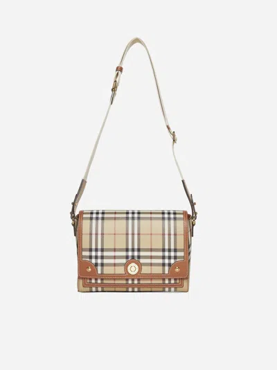 BURBERRY NOTE CHECK CANVAS MEDIUM BAG