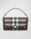 Burberry Note Check Canvas Top-handle Bag In Dark Birch Brown