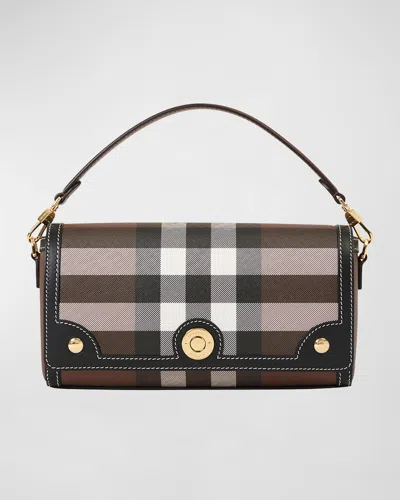 Burberry Note Check Canvas Top-handle Bag In Dark Birch Brown