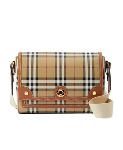 Burberry Womens Briar Brown Check-print Flap-front Woven-blend Cross-body Bag