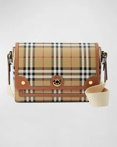 BURBERRY NOTE CHECK FLAP CROSSBODY BAG