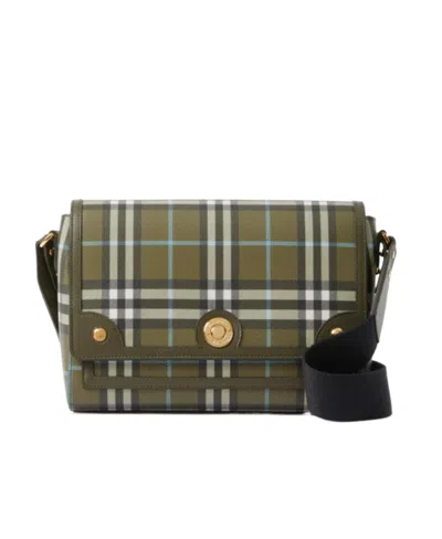 Burberry Note Check-print Bag In Green