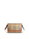 Burberry Classic Check Pattern Shoulder Bag With Flap Closure In Sand