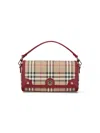 Burberry Check Leather Trim Crossbody Bag In Sand