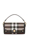 Burberry Womens Dark Birch Brown Note Check-print Woven Cross-body Bag In Brown