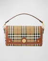 Burberry Canvas And Leather Note Handbag With Check Pattern In Briar Brown