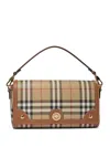 Burberry Canvas And Leather Note Handbag With Check Pattern In Brown