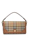 Burberry Canvas And Leather Note Handbag With Check Pattern In Brown