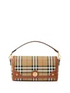 Burberry Canvas And Leather Note Handbag With Check Pattern