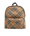 Burberry Men's "check" Backpack In Brown