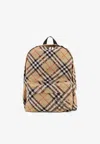 Burberry Check Pattern Backpack With Front Pocket In Sand