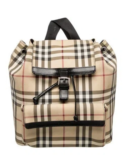 Pre-owned Burberry Nova Check Backpack Vintage In Neutral