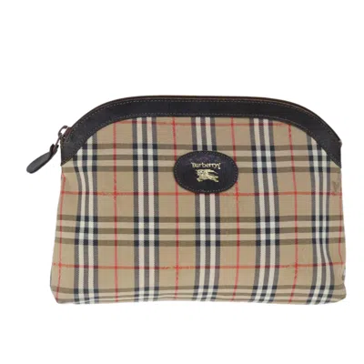 Pre-owned Burberry Nova Check Beige Canvas Clutch Bag ()
