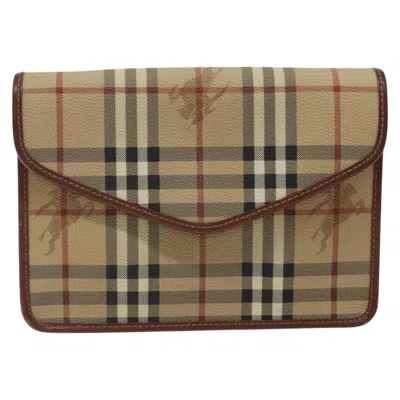 Pre-owned Burberry Nova Check Beige Canvas Clutch Bag ()