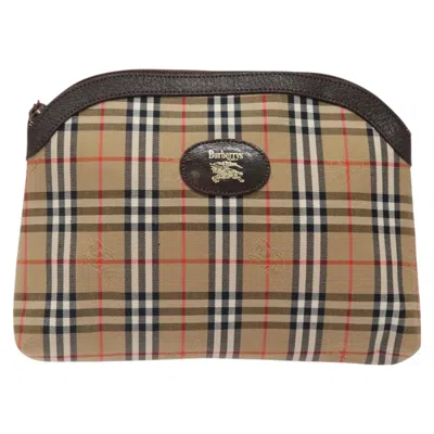 Pre-owned Burberry Nova Check Beige Canvas Clutch Bag ()