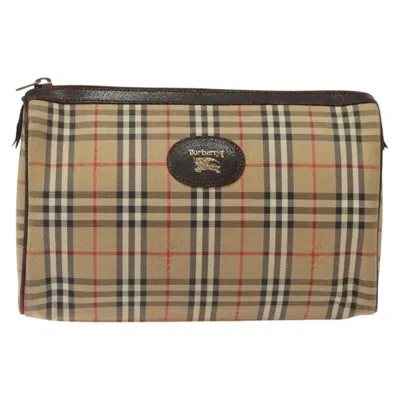 Pre-owned Burberry Nova Check Beige Canvas Clutch Bag ()