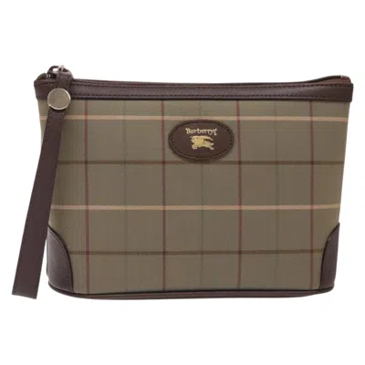 Pre-owned Burberry Nova Check Beige Canvas Clutch Bag ()