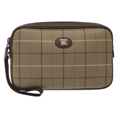 Pre-owned Burberry Nova Check Beige Canvas Clutch Bag ()