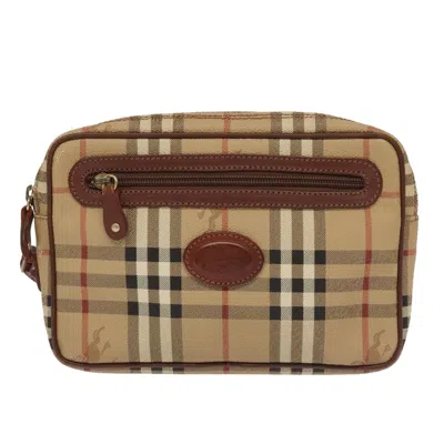 Pre-owned Burberry Nova Check Beige Canvas Clutch Bag ()