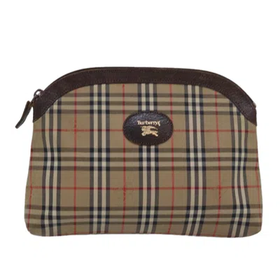 Pre-owned Burberry Nova Check Beige Canvas Clutch Bag ()