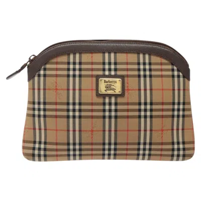 Pre-owned Burberry Nova Check Beige Canvas Clutch Bag () In Sand