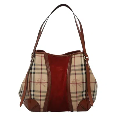 Pre-owned Burberry Nova Check Beige Canvas, Leather Tote Bag () In Sand