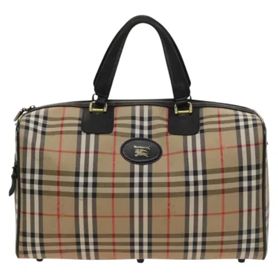 Pre-owned Burberry Nova Check Beige Canvas, Leather Travel Bag ()
