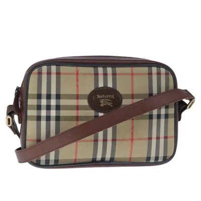 Pre-owned Burberry Nova Check Beige Canvas Shoulder Bag ()