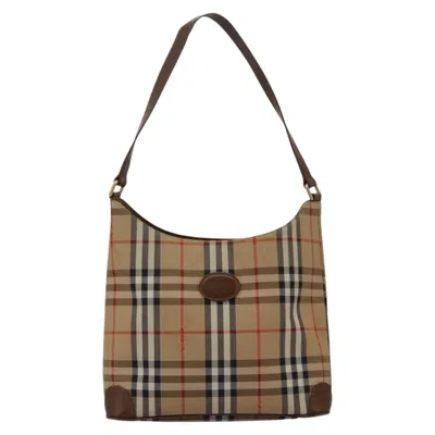 Pre-owned Burberry Nova Check Beige Canvas Shoulder Bag ()
