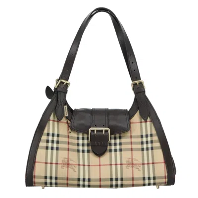 Pre-owned Burberry Nova Check Beige Canvas Shoulder Bag ()