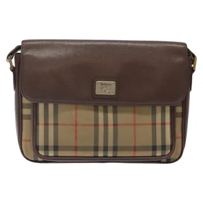 Pre-owned Burberry Nova Check Beige Canvas Shoulder Bag ()