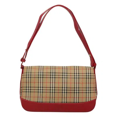 Pre-owned Burberry Nova Check Beige Canvas Shoulder Bag ()