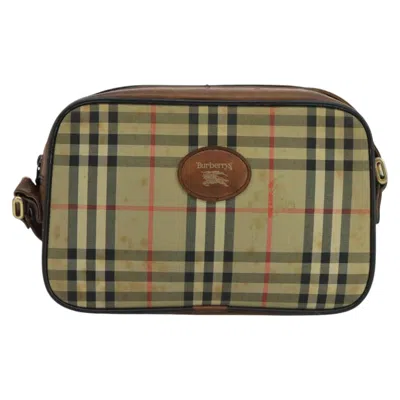 Pre-owned Burberry Nova Check Beige Canvas Shoulder Bag ()