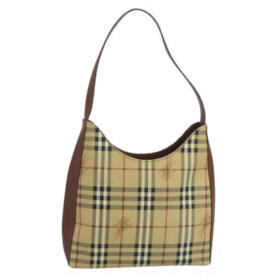 Pre-owned Burberry Nova Check Beige Canvas Shoulder Bag ()