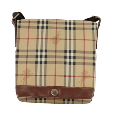 Pre-owned Burberry Nova Check Beige Canvas Shoulder Bag ()