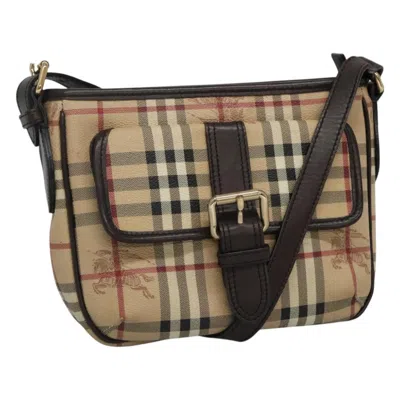 Pre-owned Burberry Nova Check Beige Canvas Shoulder Bag ()