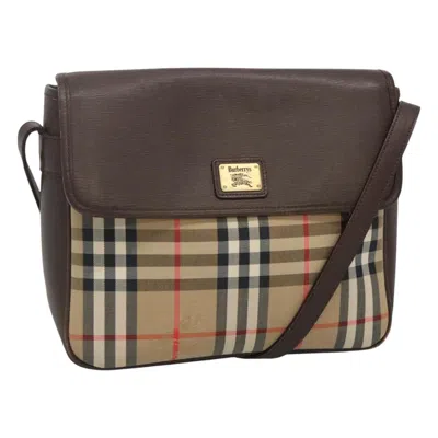 Pre-owned Burberry Nova Check Beige Canvas Shoulder Bag ()