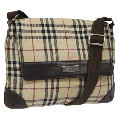 Pre-owned Burberry Nova Check Beige Canvas Shoulder Bag ()