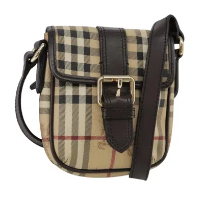Pre-owned Burberry Nova Check Beige Canvas Shoulder Bag ()