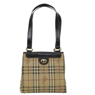 Pre-owned Burberry Nova Check Beige Canvas Shoulder Bag ()