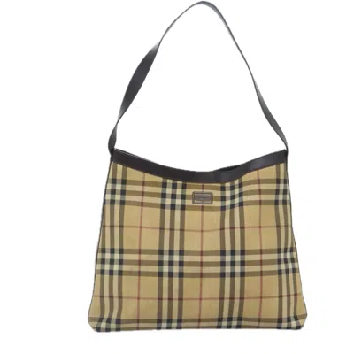 Pre-owned Burberry Nova Check Beige Canvas Shoulder Bag ()