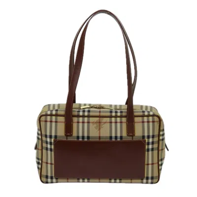 Pre-owned Burberry Nova Check Beige Canvas Shoulder Bag ()