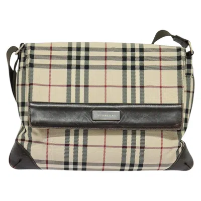 Pre-owned Burberry Nova Check Beige Canvas Shoulder Bag ()