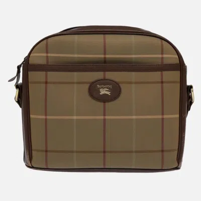 Pre-owned Burberry Nova Check Beige Canvas Shoulder Bag ()